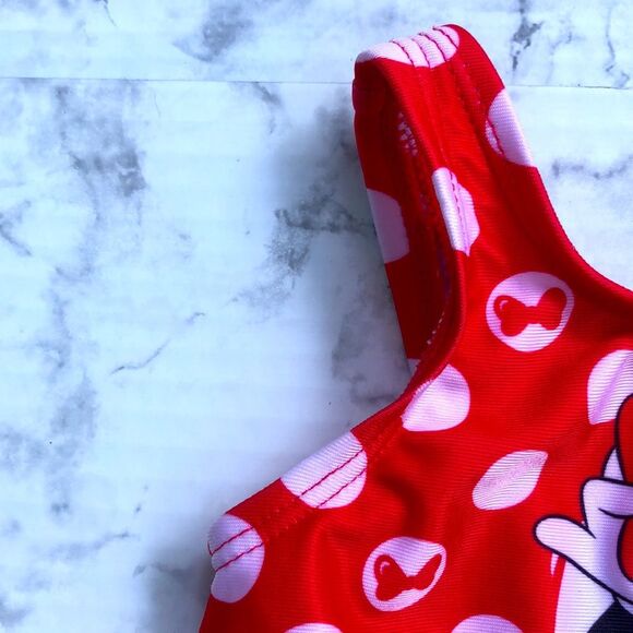 Disney Baby Minnie Mouse Red Polka Dot Tutu One Piece Bathing Suit Swimsuit - Picture 3 of 12